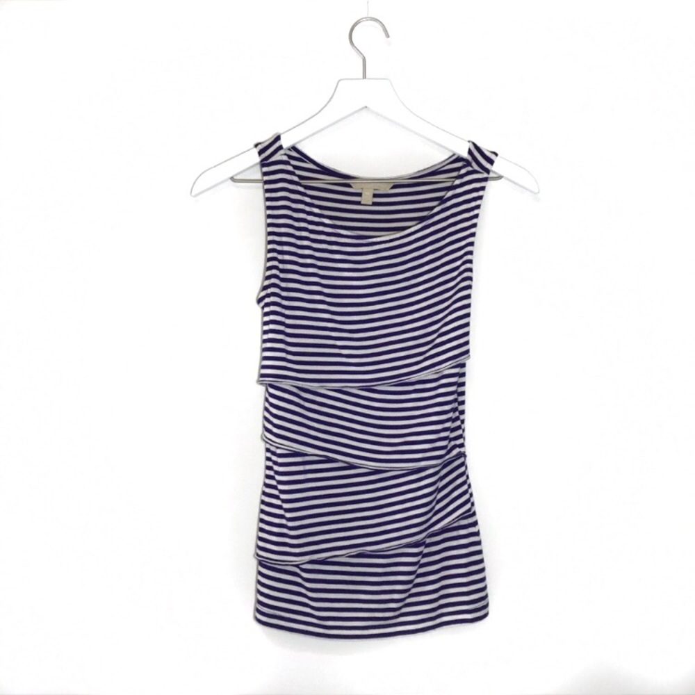 Banana Republic Blue and White Striped Tiered Tank